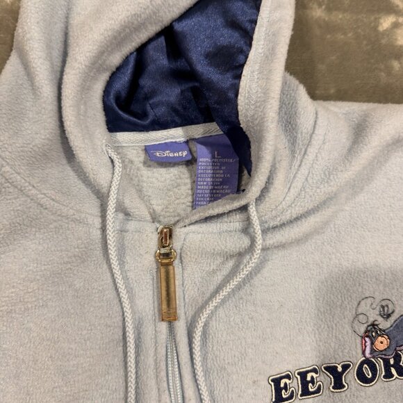 Vintage Y2K Disney Winnie the Pooh EEYORE Full-Zip Fleece Hoodie Size L - Picture 4 of 5